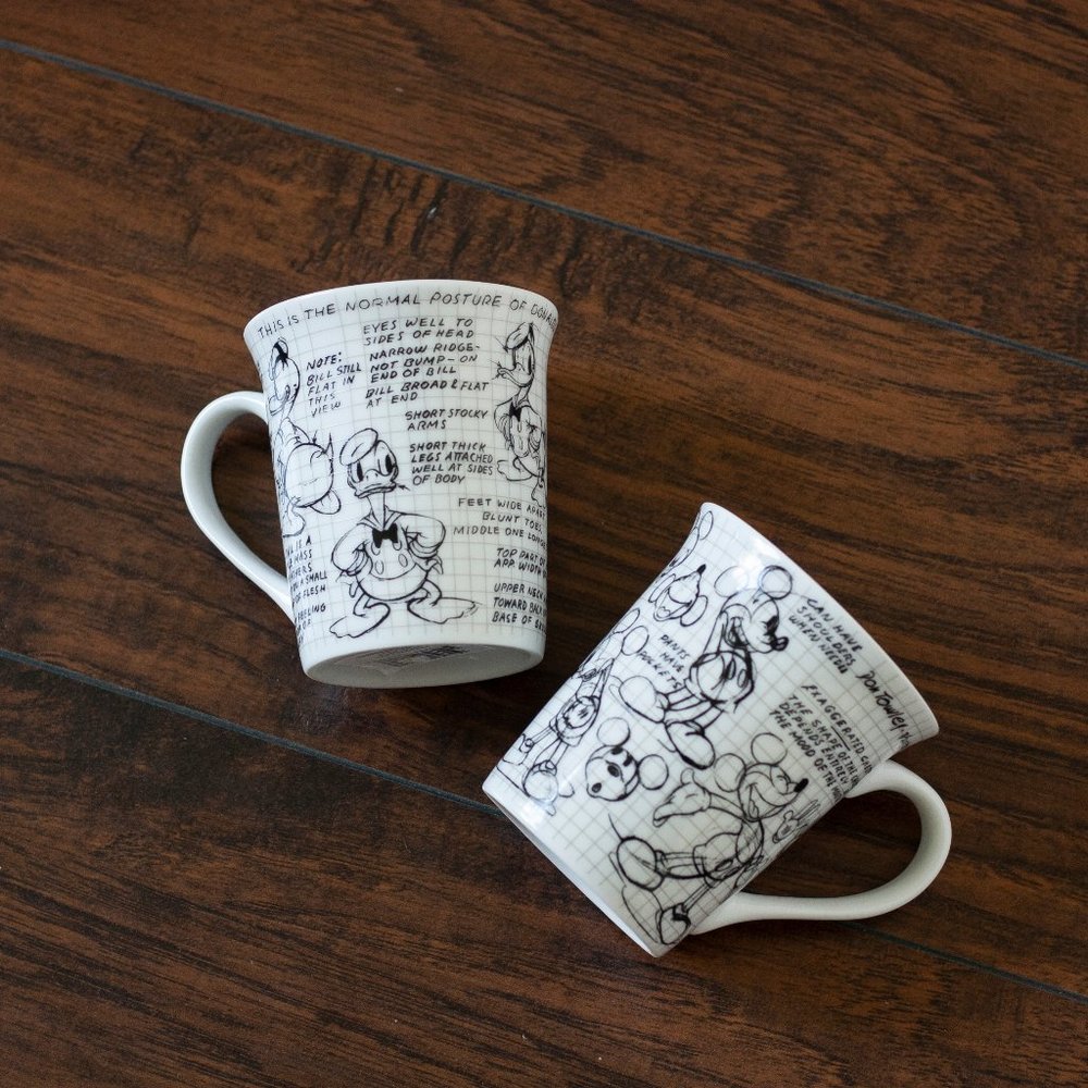 Disney Sketch Mugs Mickey Mouse and Donald Ducks